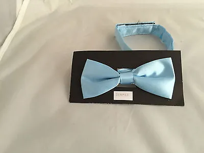 Baby Blue Polyester BOYS Ready Pre-tied Bow Tie > 60 Colours Available In Shop • £4.97